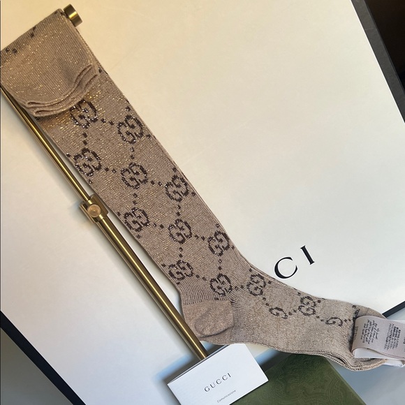 Gucci Tan Monogram Men's Dress Socks - Picture 1 of 5